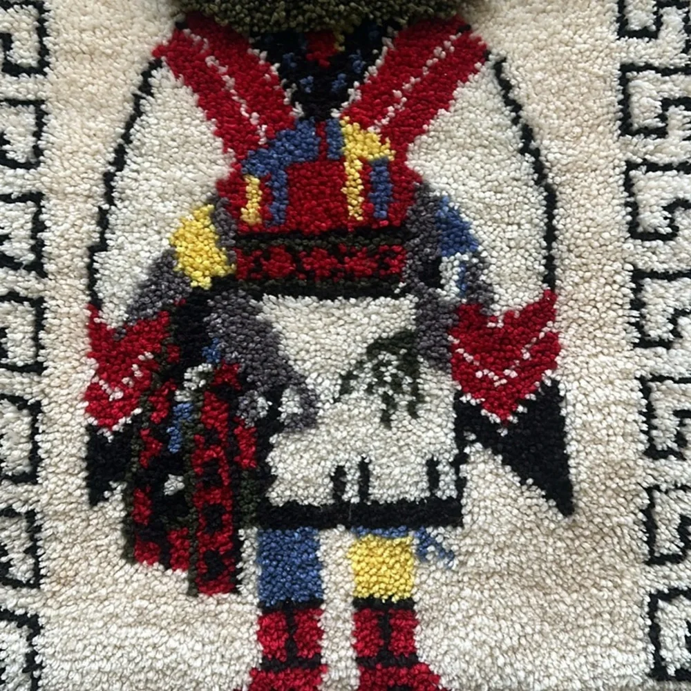 Vintage KATCHINA Hanging latch hook rug- 37x24”